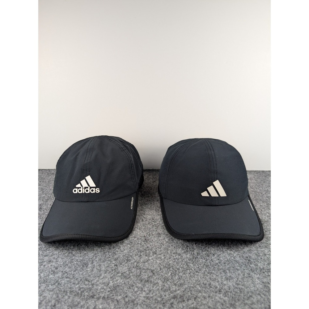 Lot 2 Adidas Hat Cap Strap Back AEROREADY Lightweight Performance Black Golf